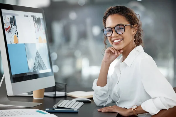 Its Job Always Dreamt Cropped Portrait Attractive Young Businesswoman Working — Stockfoto