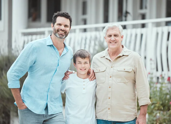 Three Generations Males Family Spending Time Together Home — Stock fotografie