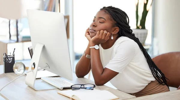 Just Resting Eyes Young Businesswoman Taking Break Office Work — Foto Stock