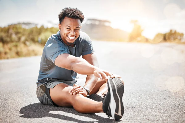 Make Best Your Workout Time Athletic Young Man Stretching Road — Φωτογραφία Αρχείου