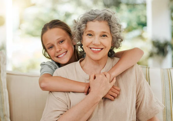 Always Want Your Arms Little Girl Hugging Her Grandmother —  Fotos de Stock