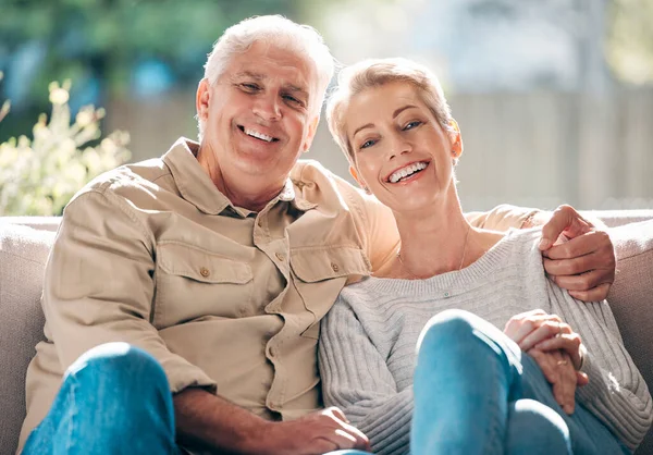 Our Happiest Memories Were Made Home Portrait Happy Senior Couple — Stock Photo, Image