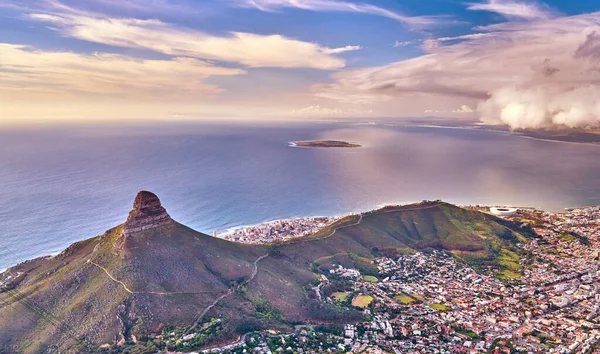 Aerial Landscape View Beautiful City Cape Town Day Summer Copyspace — Stockfoto