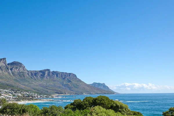 Costal City Surrounded Nature Iconic Landmark Background Urban Cape Town — Photo
