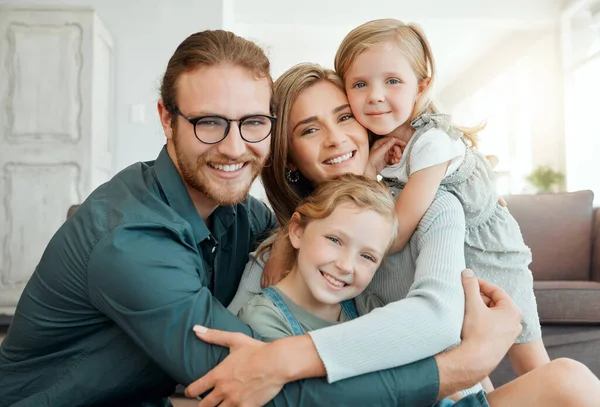 Were Family Make Time Each Other Young Couple Sitting Living — Foto de Stock