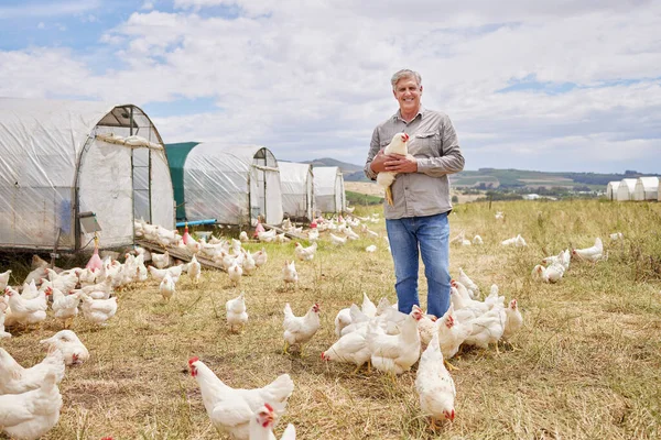Portrait Mature Man Working Poultry Farm — Φωτογραφία Αρχείου