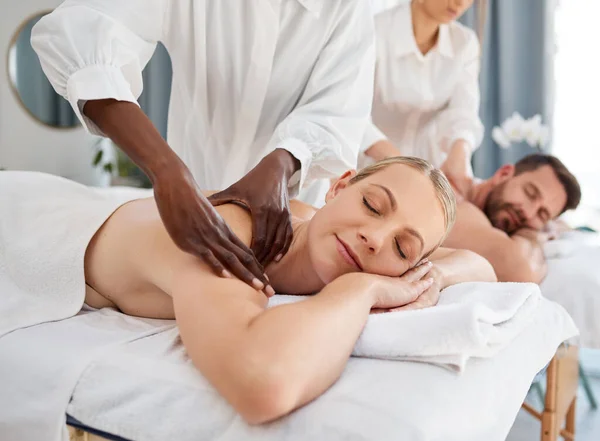 Beautiful Skin Doesnt Come Makeup Couple Enjoying Day Spa — Foto Stock