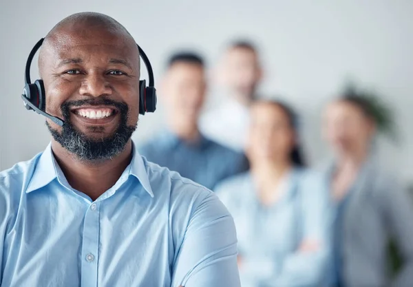 Maintaining High Customer Satisfaction Rate Portrait Mature Call Centre Agent — Stock Photo, Image