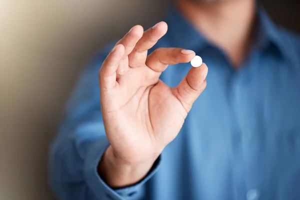 Those Extra Long Days Businessman Holding Vitamin Pill — Fotografia de Stock