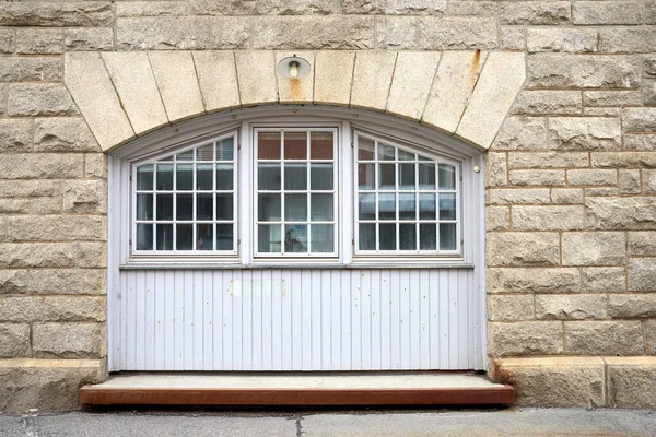 Oldwindow Architecture Old Window Brick Wall Facade Vintage White Classic — Foto de Stock