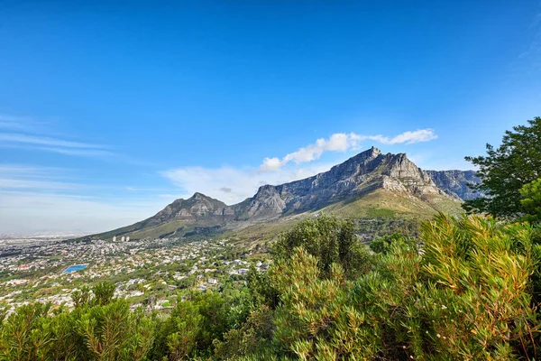 Beautiful Panorama Table Mountain Cape Town Sunny Day Copy Space — Photo