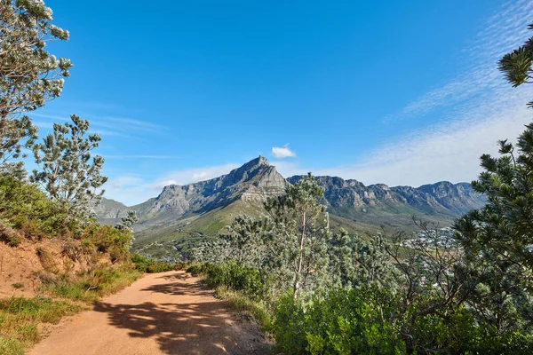 Scenic Hiking Trail Nature Table Mountain Blue Sky Copy Space — Stock Fotó