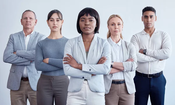 Success takes serious work and were up to the challenge. Portrait of a group of businesspeople working in a modern office