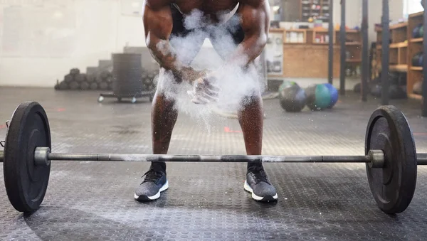 Get Hold Yourself Closeup Shot Unrecognisable Man Rubbing Sports Chalk – stockfoto