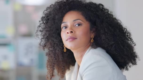 Portrait Young Beautiful Lawyer Looking Happy Cheerful While Sitting Office — Αρχείο Βίντεο