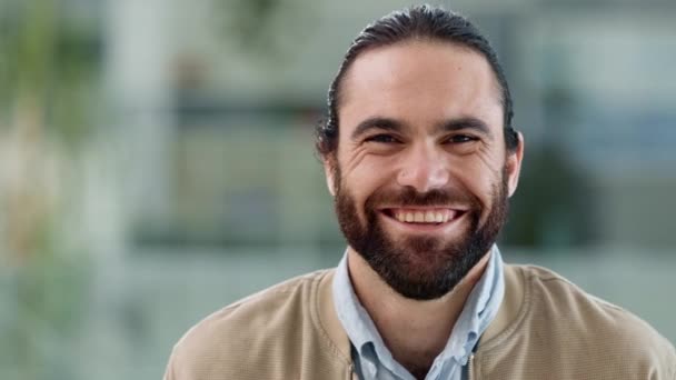 Portrait Confident Programme Developer Designing Data Code Smiling Technician Friendly — Αρχείο Βίντεο