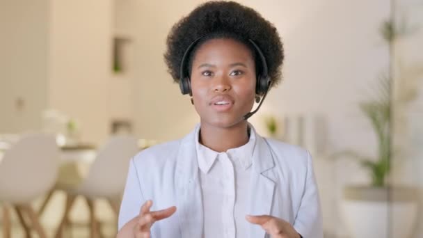 African American Female Working Customer Service Call Centre Agent Businesswoman — Vídeo de Stock