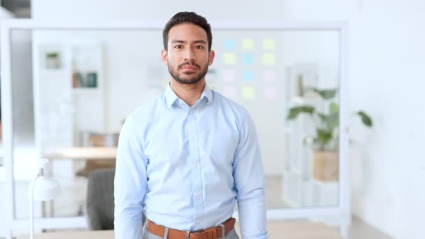 Portrait Confident Business Man Standing His Arms Crossed Power Stance — 图库视频影像