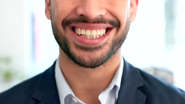 Businessman Needs Dental Whitening Bleaching Treatment His Teeth Corporate Professional — 图库视频影像