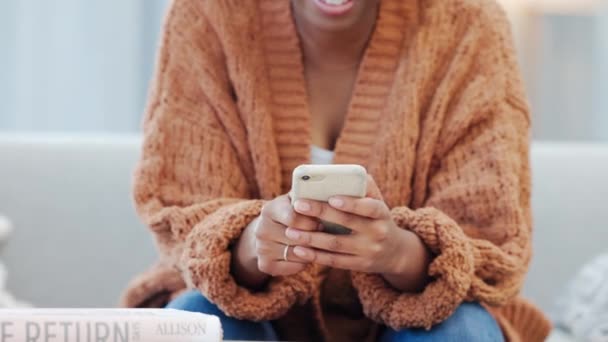 Woman Sending Text Message Browsing Social Media Surfing Internet Her — стоковое видео