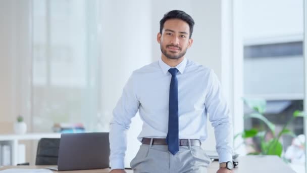 Confident Successful Male Accountant Happy His Business Achievement Portrait Young — Vídeos de Stock