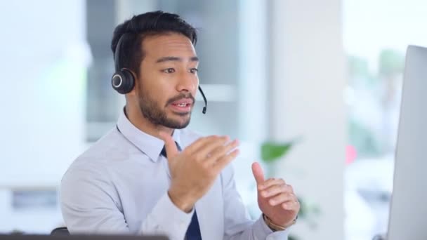 Call Center Agent Consulting Buyer Video Call Office Young Friendly — Stok video