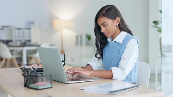 Business Woman Relaxing Finally Finishing Deadline Working Laptop Alone Work — Stock video