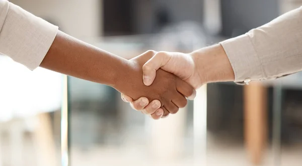 Someday Day Week Two Unrecognisable Businesspeople Shaking Hands Office — Foto Stock