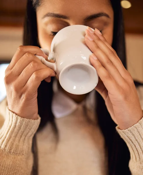Its All Need Get Day Young Woman Drinking Cup Coffee — ストック写真