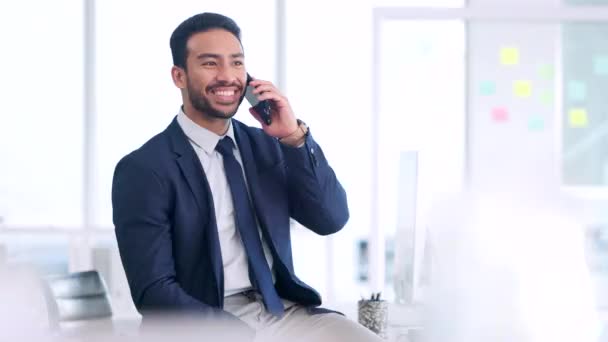 Recruitment Agent Networking Talking Clients Phone Call While Sitting Office — Αρχείο Βίντεο