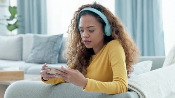 Confused Upset Woman Using Phone Getting Irritated Slow Internet Wifi — стоковое видео
