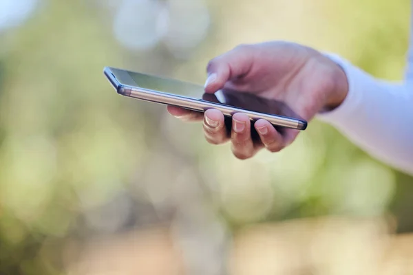 Starting Business Journey Unrecognizable Woman Using Her Cellphone While Standing — Foto de Stock