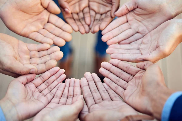 Youre Surrounded Love Group Unrecognizable Businesspeople Joining Hands Together — Fotografia de Stock