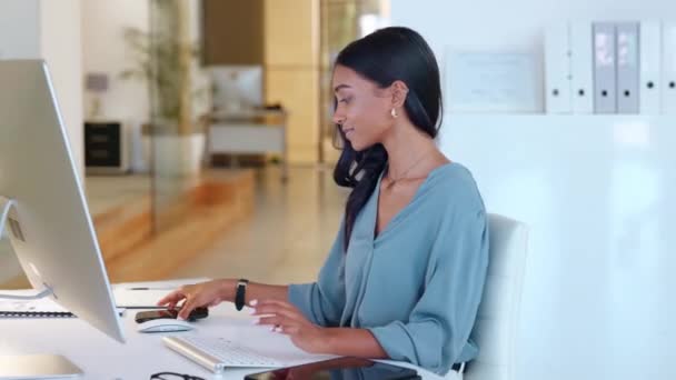 Confident Female Administrative Assistant Planning Dates Venues Her Computer Office — Video