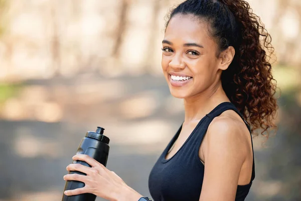 Helping Body Achieve Greatness Young Woman Drinking Water Run — Fotografia de Stock