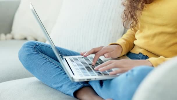 Dedicated Learner Working Digital School Project Deadline Female Student Typing — Stok Video