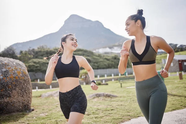 Friends Forever Life Fitness Two Fit Young Women Going Run — Stockfoto
