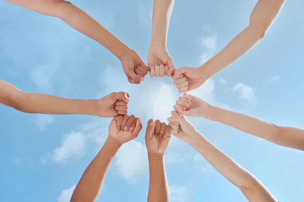 Together Can Make Change Group Unrecognizable People Making Circle Fists — 图库照片