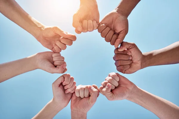 Fight Whats Right Group Unrecognizable People Making Circle Fists — Foto Stock