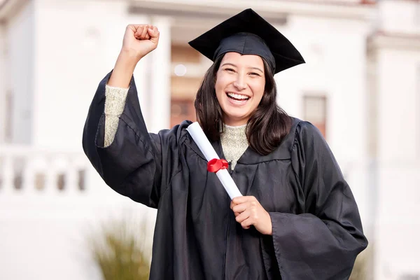 Damn Proud Myself Portrait Young Woman Cheering Graduation Day — Stock Fotó