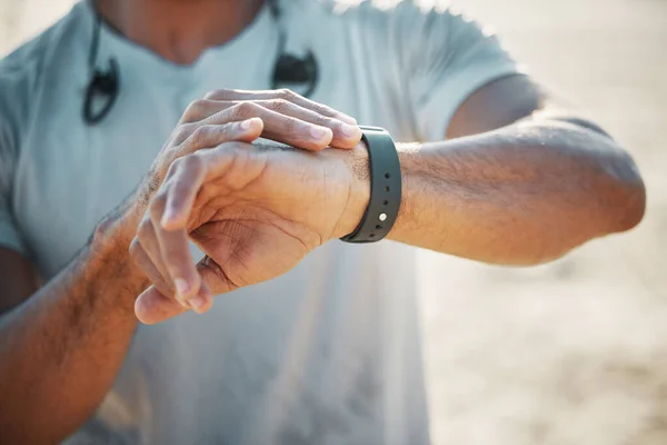 Champion Someone Who Gets Cant Unrecognizable Man Using His Watch — Fotografia de Stock