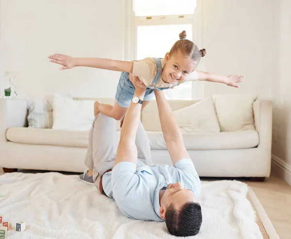 Much Fun Dad Man Bonding His Adorable Daughter Home — Stock fotografie