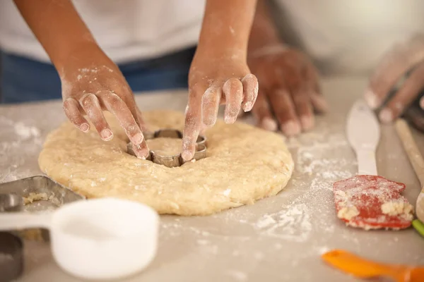 Theres Always Time Play Unrecognizable Girl Using Cookie Cutter While — Zdjęcie stockowe