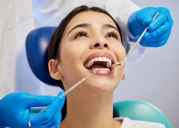 Live Brighter Side Life Beautiful Smile Young Woman Having Dental — Foto Stock