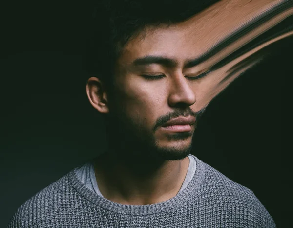 Feel Fading Away Studio Shot Young Man Experiencing Mental Illness — ストック写真