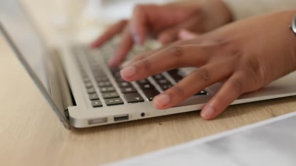Closeup Business Woman Browsing Laptop Keyboard Office Hands One Productive — Vídeo de Stock