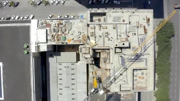 Dron Záběry Jeřábu Budovy Staveništi Městě — Stock video