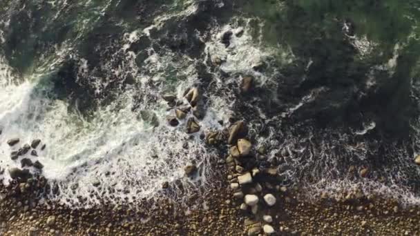 Aerial Drone Footage Sea Meeting Coastline — Stok Video