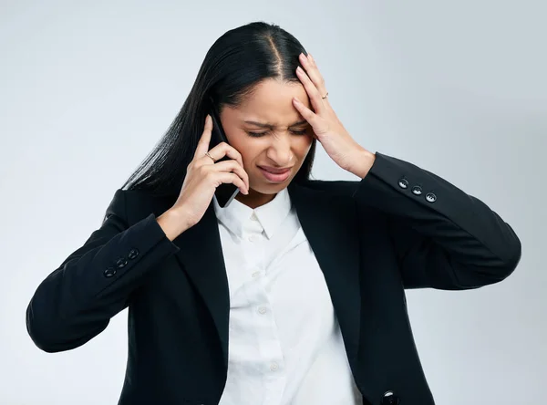 Money Often Costs Too Much Young Business Woman Using Phone — Foto Stock