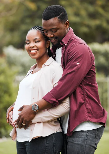 Giving Our Offspring Best Life Young Expecting Couple Posing Together — Stockfoto